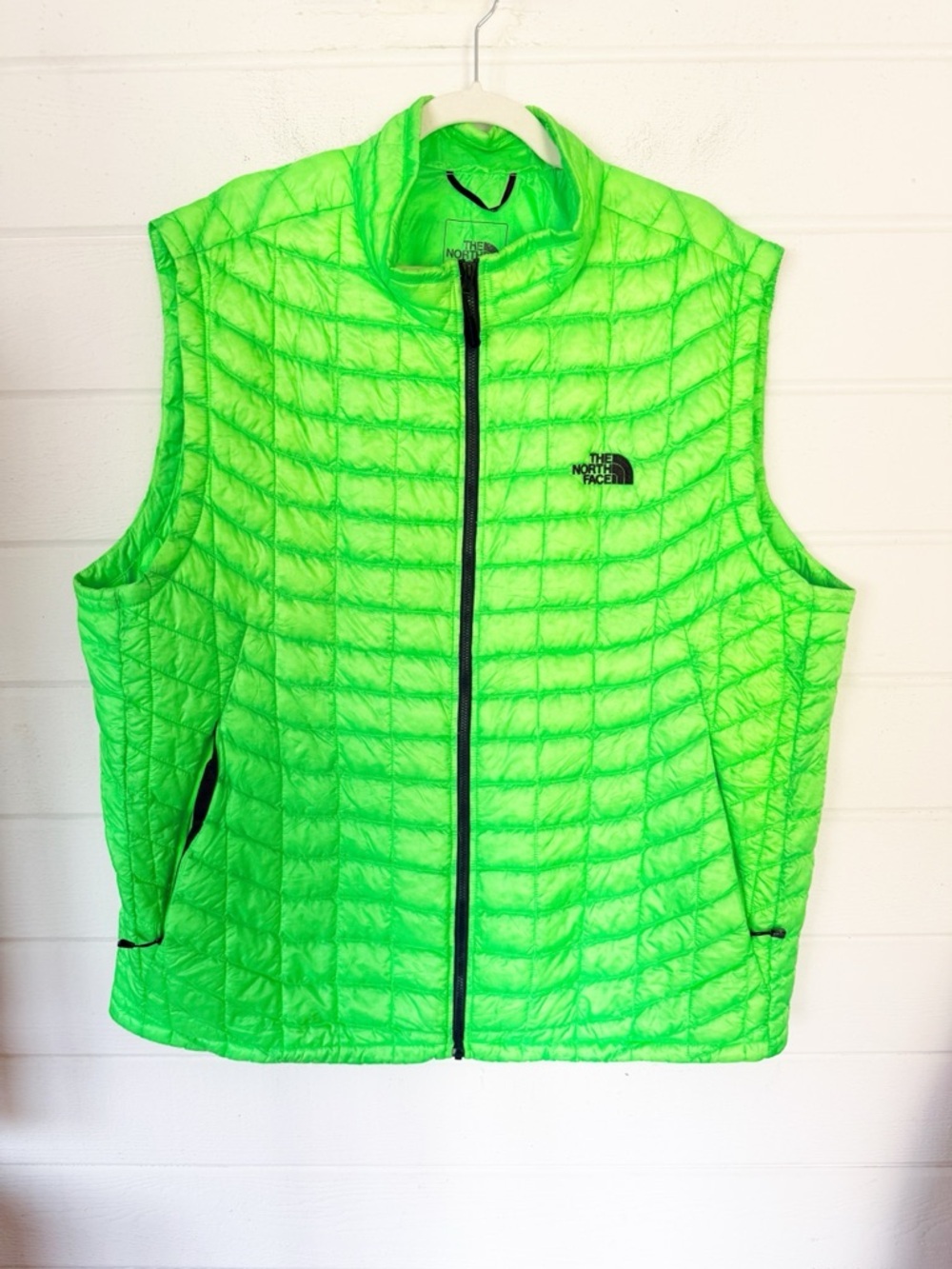 The North Face ThermoBall Neon Green Quilted Puffer Vest Insulated Full Zip XXL
